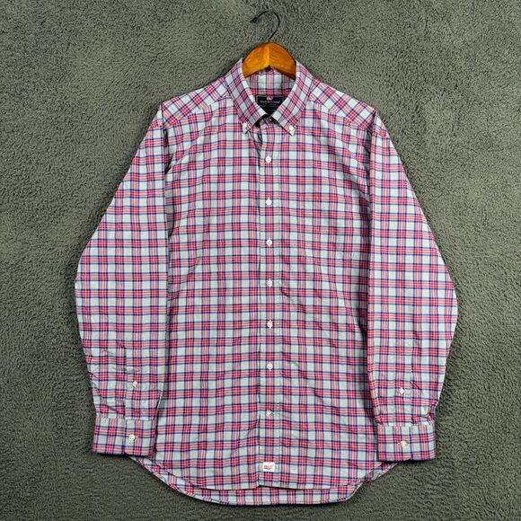 Vineyard Vines Shirt Mens Large Red Plaid Performance Classic Fit Murray Stretch - Picture 1 of 14